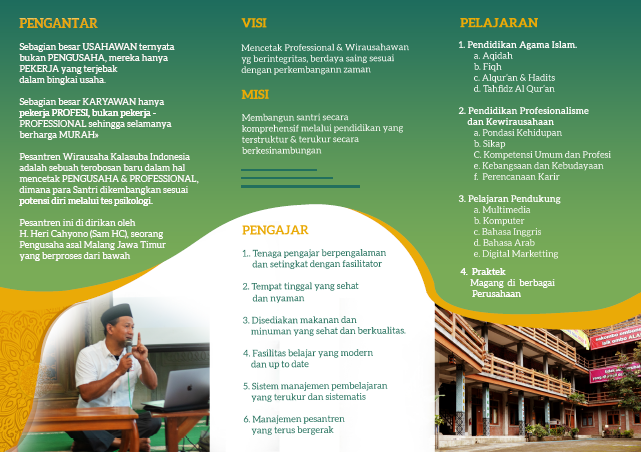 Visi Misi Pesantren Wirausaha Kalasuba Indonesia dalam Pembukaan Pendaftaran Santri Baru